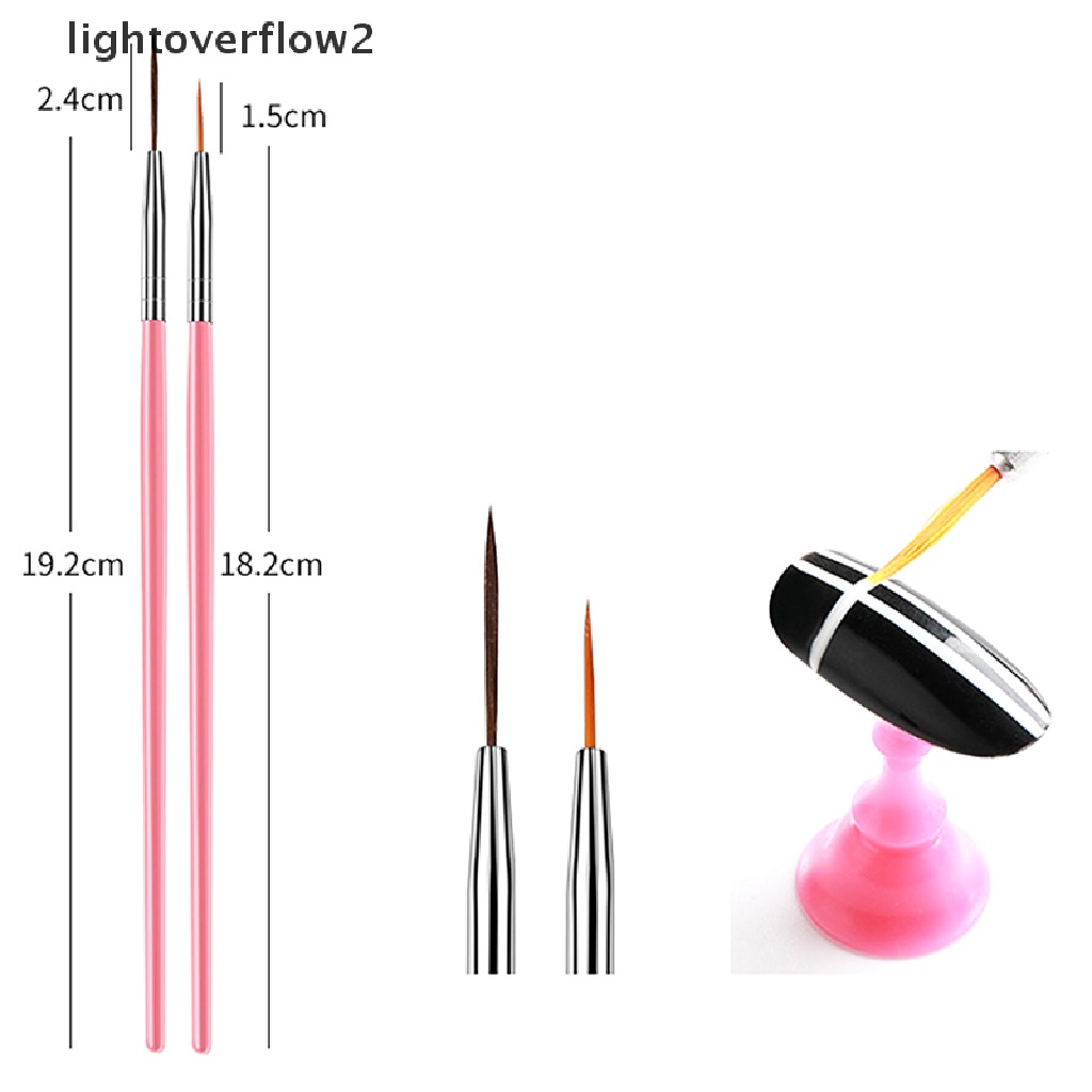 (lightoverflow2) 15pcs / Set Brush Nail Art UV Gel Akrilik Gagang Kristal Dotg