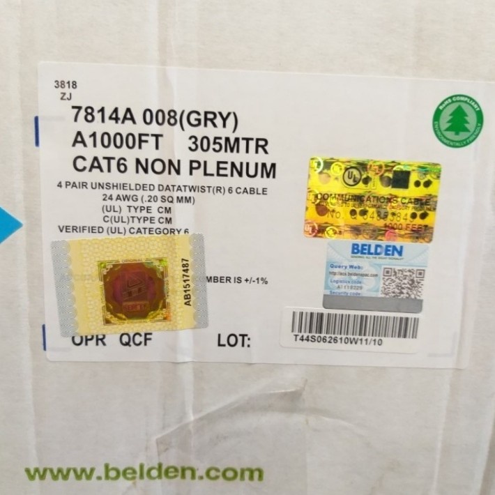 KABEL LAN UTP cat 6 / cat6 BELDEN made in USA meteran / eceran