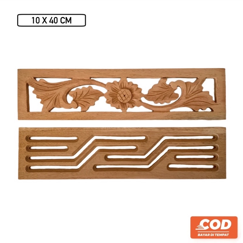 (10 x 40) Kepingan Loster Kayu Jati / Mahoni Dekorasi Dinding Bermotif Ventilasi Udara