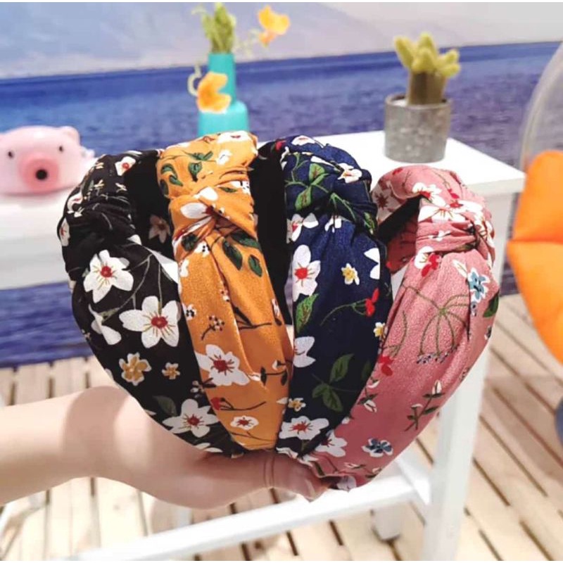 Bando Korea Simpul Motif Bunga Lebar 4cm Bando Simpul Wanita Bandana Frame Motif Bunga Daisy Headband