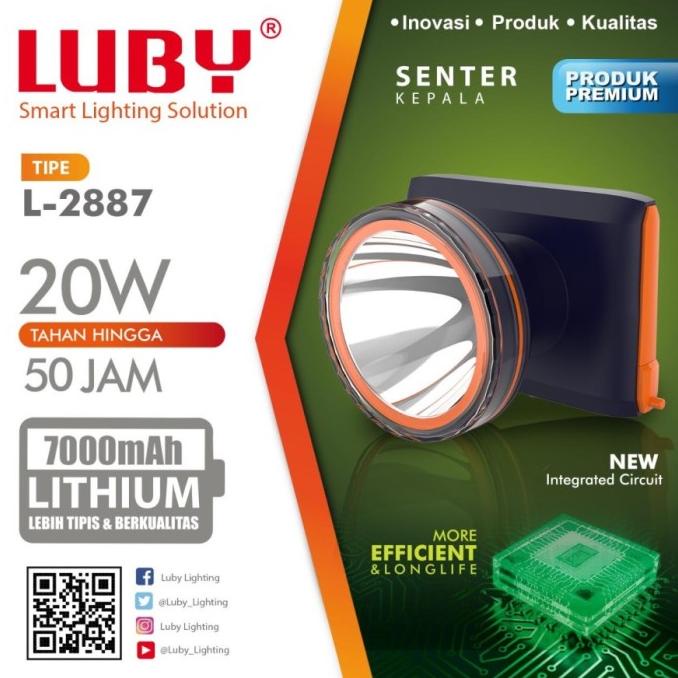 [COD] Senter Kepala LUBY L2887 / L-2887 / LUBY 20W / 20watt / Kuning / Putih DISKON Kode 926