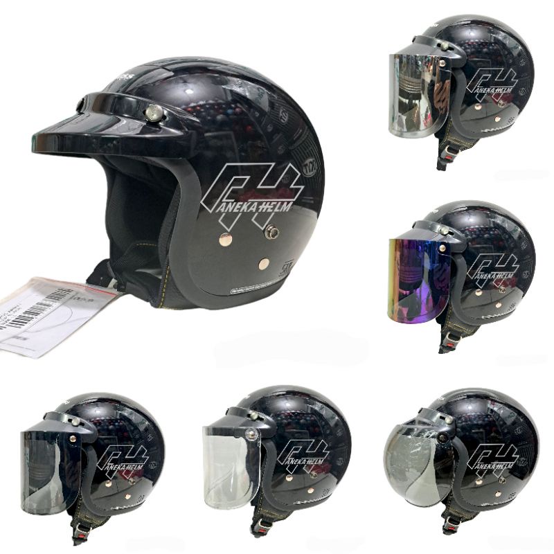 helm cargloss original deep black | carglos hitam glossy