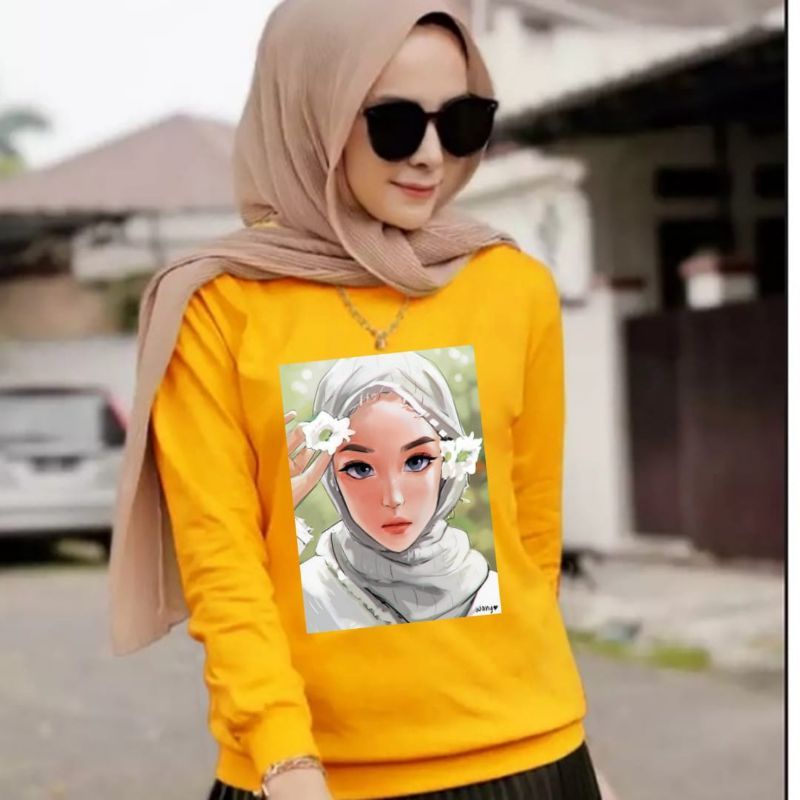 Baju Lengan Panjang Wanita Muslimah Hijabers Kaos Distro Keren Kekinian