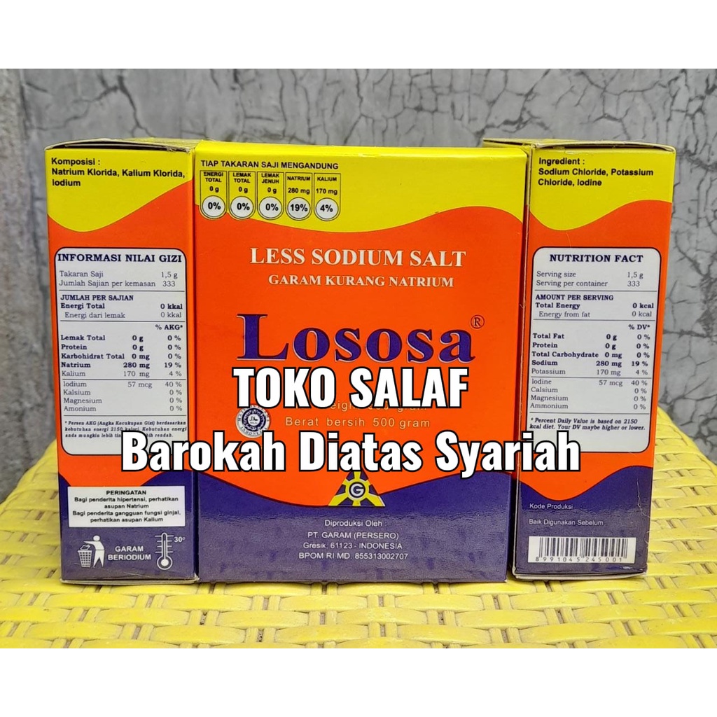 

Garam Lososa 500 GR | Garam Kurang Natrium | Less Sodium Salt