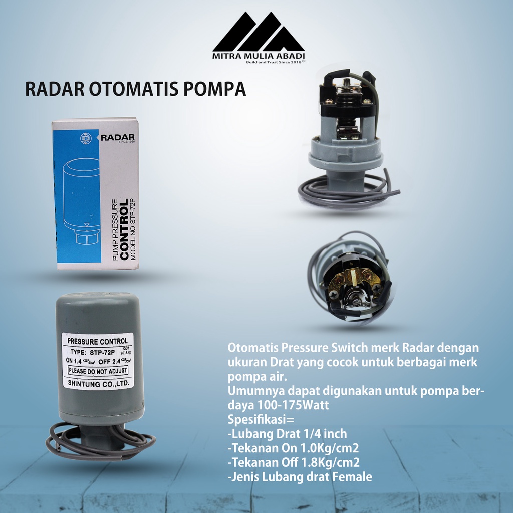 Otomatis Pressure Switch Radar Drat 1/4 Inch Otomatis Pompa Air