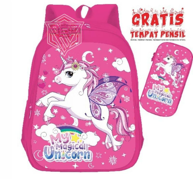 TAS SEKOLAH TK/SD ANAK PEREMPUAN UNICRN/ FREE DOMPET