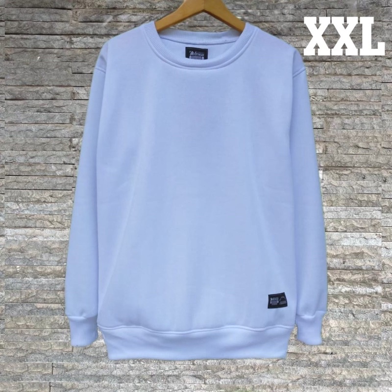 Sweater Crewneck Polos Putih Jumbo Sweater Polos Pria Wanita