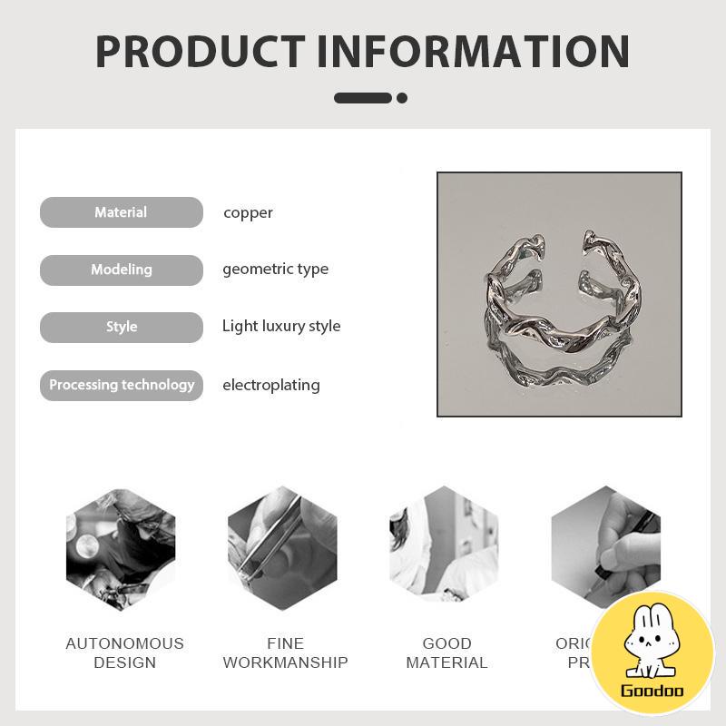 cincin Pembukaan bergelombang tidak teratur  cincin polos desain niche  cincin batu bulan yang modis dan indah -Doo