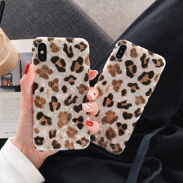 GRATIS ONGKIR Case iPhone 11 12 Pro max Leopard Motif Print TPU Soft Case untuk iPhone 14 7 / 8 Plus