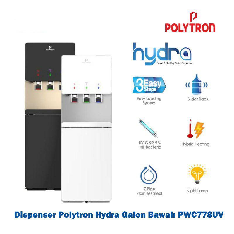 Jual Dispenser Polytron Pwc Pwc Uv Xuv Galon Bawah Low Watt Hydra Bottom Loading