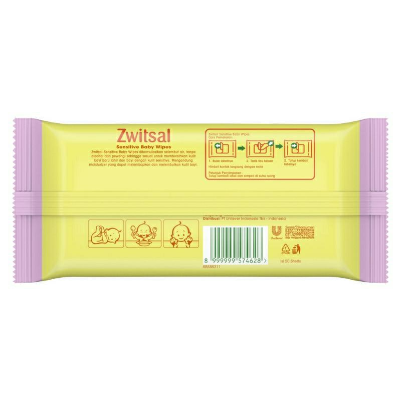 Zwitsal Baby Wipes Sensitive 50sheets - Zwitsal Tisu Basah Bayi Sensitif