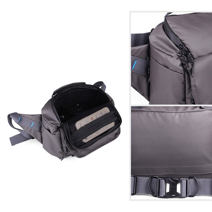 ZOOM 2 PRO GREY ORIGINAL x ATVA Tas Kamera Selempang Abu-Abu Pria Wanita Unisex Slingbag Lensa DSLR Mirrorless Sling Bag Camera Multifungsi Casual Camera Shoulder Bag Premium Waterproof Shoulderbag Tas Kamera Slempang Bahu Anti Air Keren Terbaru Kekinian