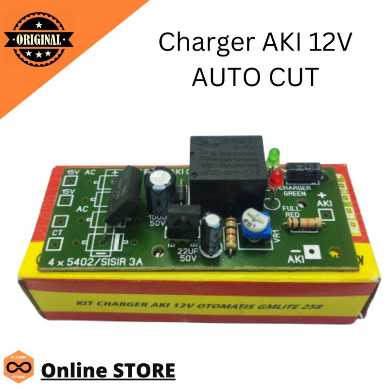 KIT CHARGER AKI 12V OTOMATIS AUTO CUT GM 258