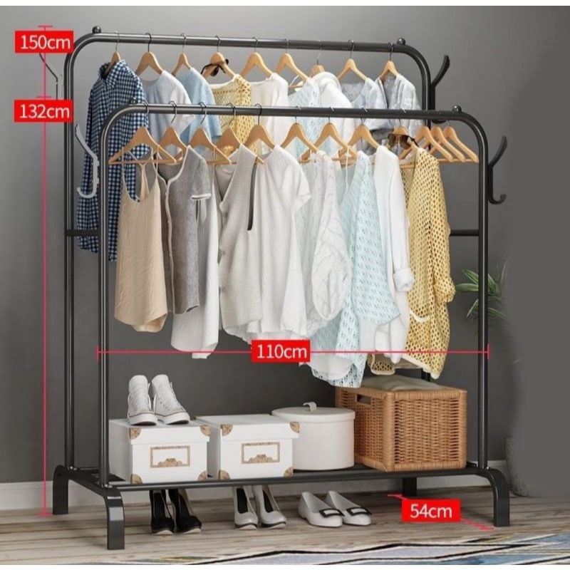 Double Stand Hanger 2 Tingkat / rak gantungan 2 susun / gantungan baju 2 susun