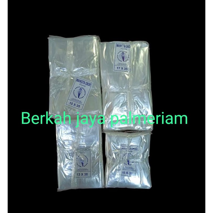 Plastik PP Tahu Merk Cap Mahkota Obor Ukuran 10x30, 13x30, 15x35, 17x35 Per Pcs