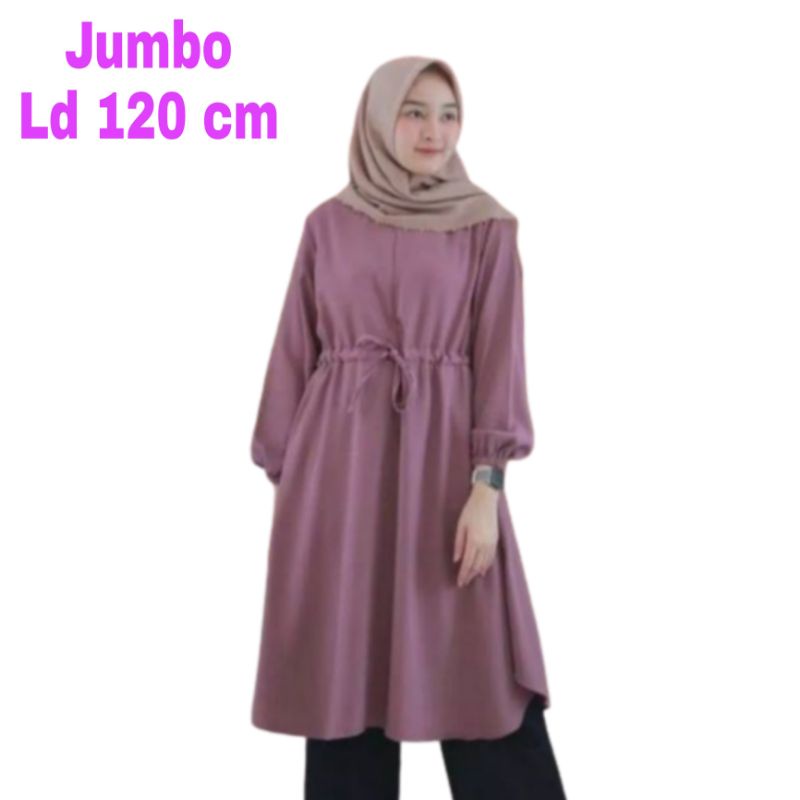 Tunik wanita Jumbo Polos XXL LD 120 Cm Busui Bahan Moscrepe . Atasan Baju Kemeja Tunik Cewek Dewasa Big Size Toerbaru 2023 Kekinian Murah Bertha