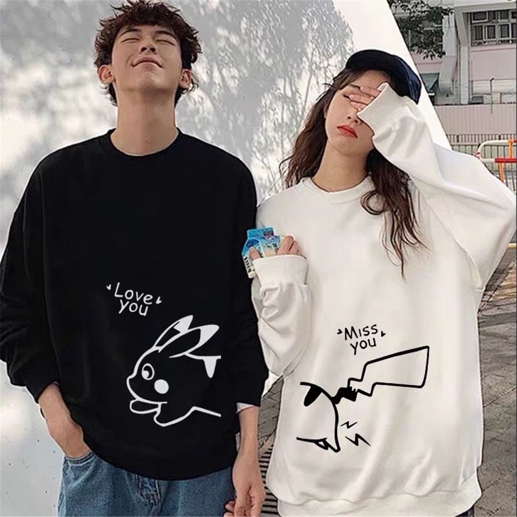 Promo COD Sweater Pria Wanita Cowok Cewek Pasangan Anime Pikachu Lucu Kaus Musim Gugur Hoodie Cetak Mouse Longgar Harajuku Kartun Keren Fashion Wanita Mantel Streetwear Gadis