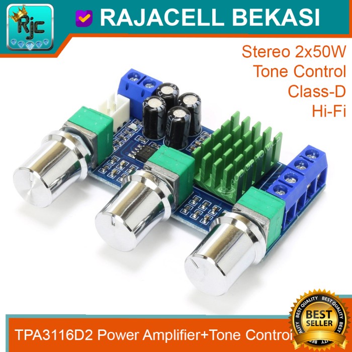 TPA3116D2 Power Amplifier Class-D 2x 50watt + Tone Control Equalizer