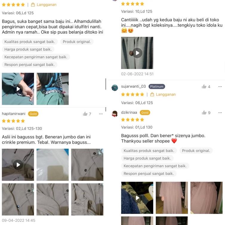 Murah Banget Larisa One Set Crinkle Premium Jumbo LD 120-130 By VELOVA Setelan Tunik Celana Kulot