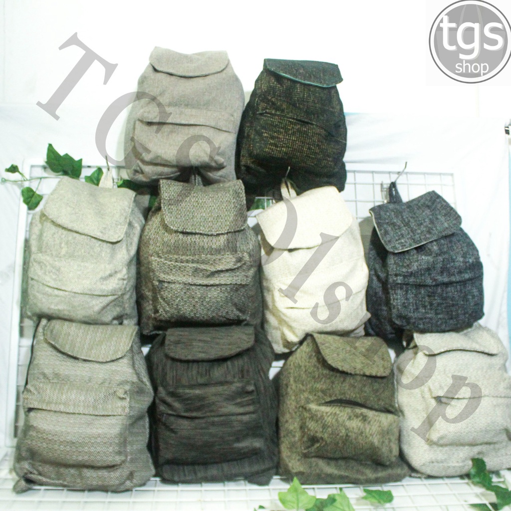 (TGS OLSHOP) -&gt; Tas Ransel Fashion Serut Wanita Kerja Kanvas Polos Murah