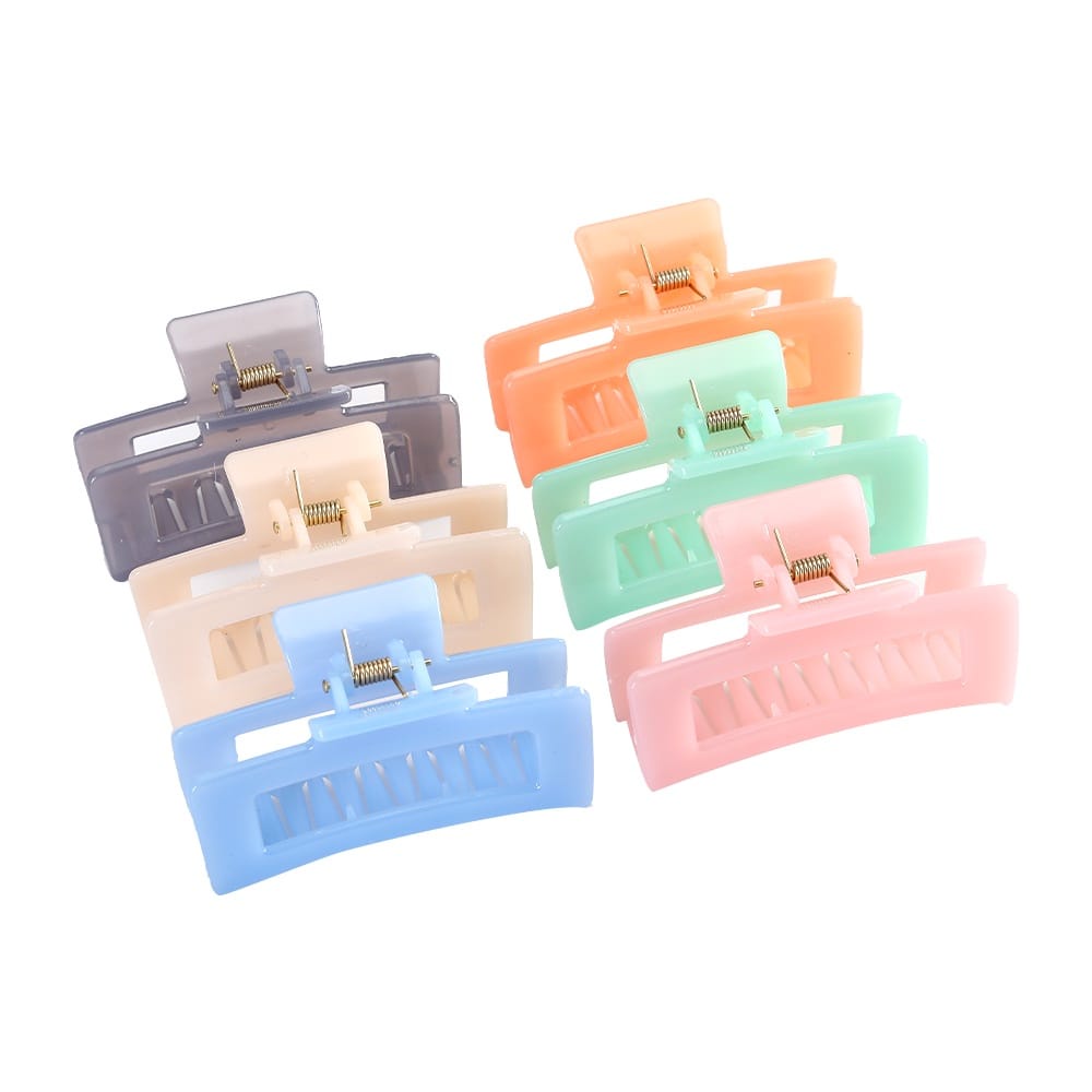 JEDAI DOFF 8.5CM JELLY Model Kotak Bolong Warna Pastel Jepit Rambut Matte Besar Bentuk Persegi - Square Hair Claw Clips - MY