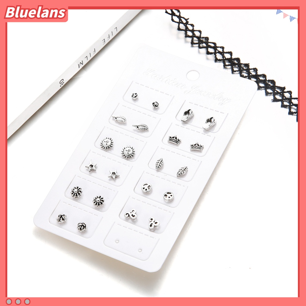 11 Pasang / Set Anting Stud Bentuk Bunga Daun Kecil Gaya Bohemia Untuk Wanita