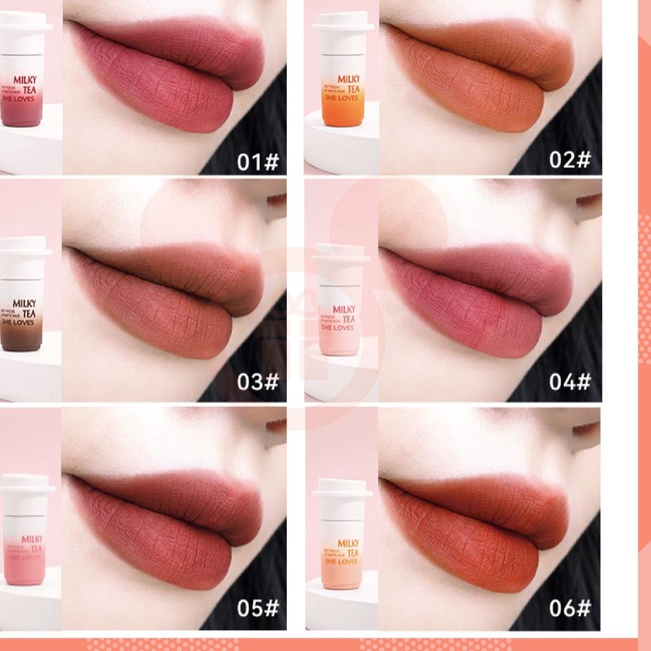 Jual CODEE9q4PShe Loves Milk Tea Lipstick Mist Focus Lip Matte Mud
