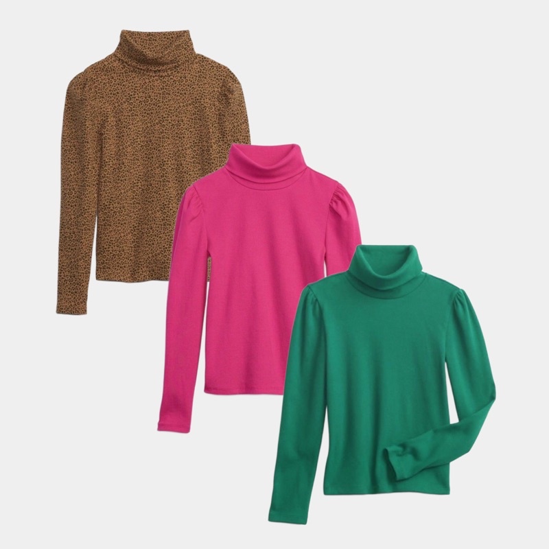 Kaos Rib Turtleneck Perempuan GAP Kids 4-14 Tahun