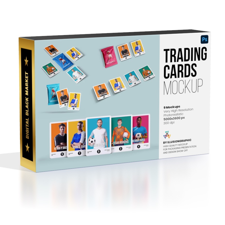 Trading Cards Mockup 9 Views