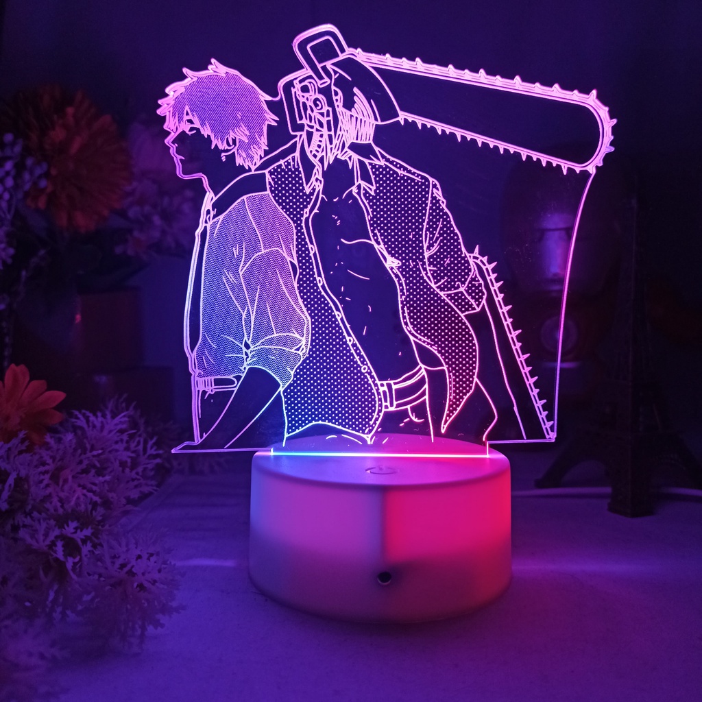 chainsaw man lampu tidur lampu anime hias led