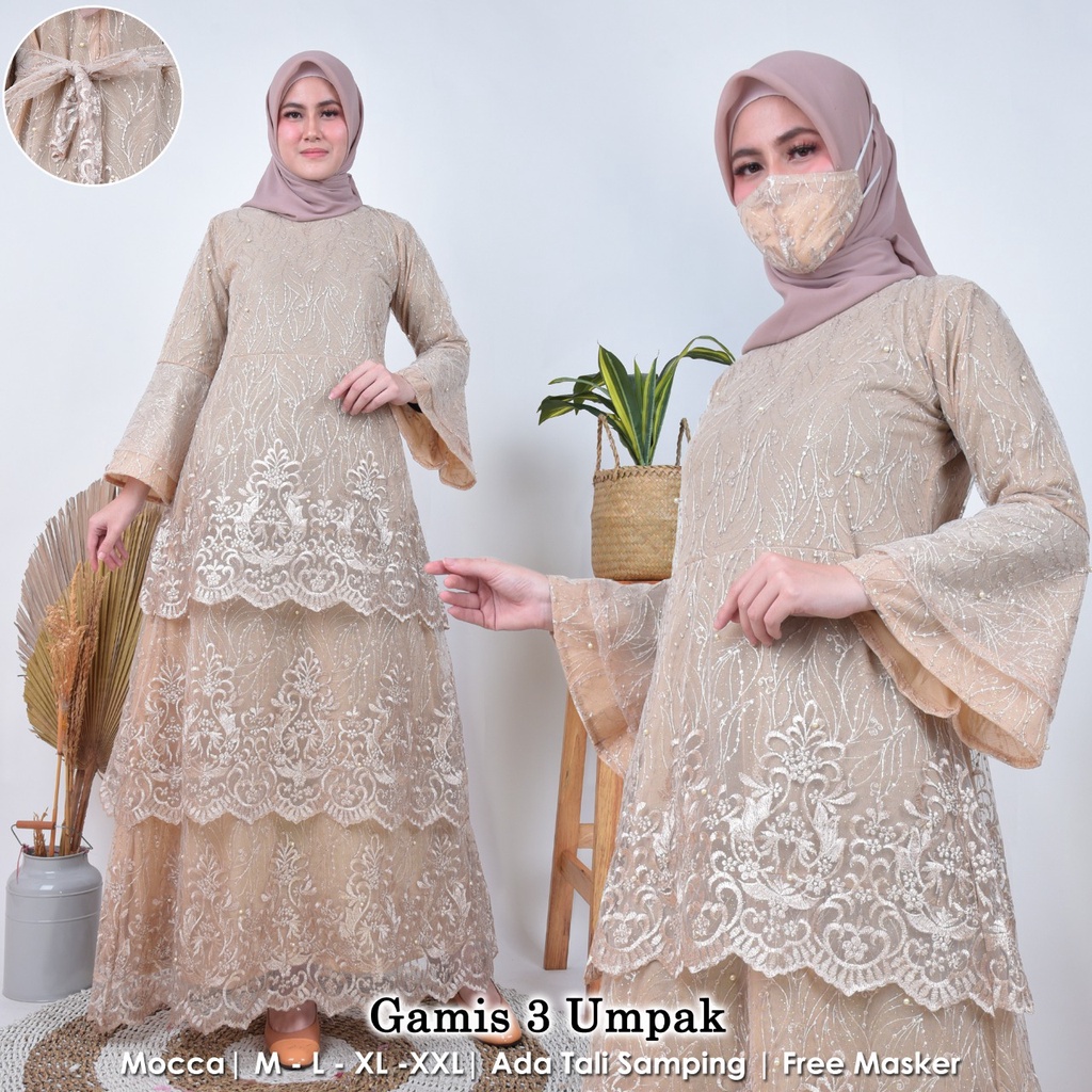 GAMIS TILE UMPAK| GAMIS KONDANGAN| GAMIS PESTA MEWAH| GAMIS BROKAT| GAMIS TILE| GAMIS PENGANTIN| GAMIS PESTA| GAMIS MEWAH| KEBAYA| BY MIRA