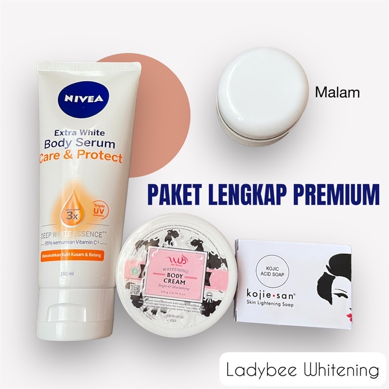 PEMUTIH BADAN (Paket Premium) Nivea,WUB,Kojie San, Cream Malam