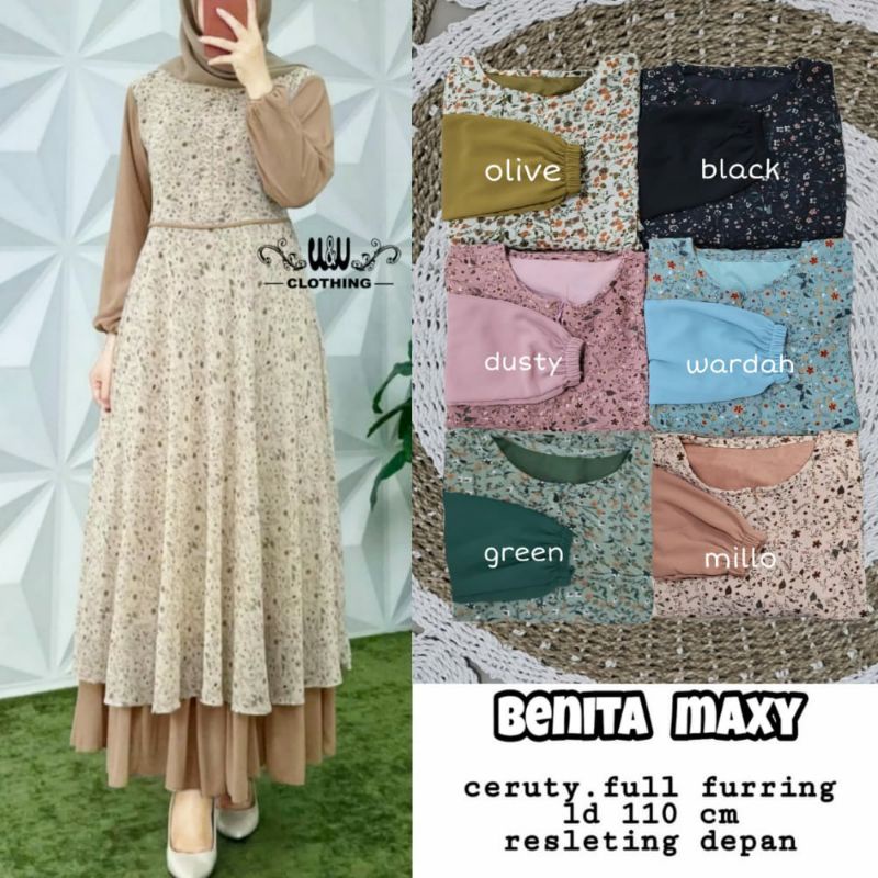BENITA MAXY by W&W Clothing Ww maxy Ceruty babydoll dress motif bunga Floral