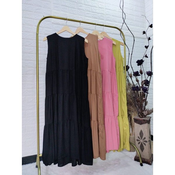 Famella Inner Dress Rayon Twill Polos- Maxi Dress Kutung - Midi Dress Rayon viscose