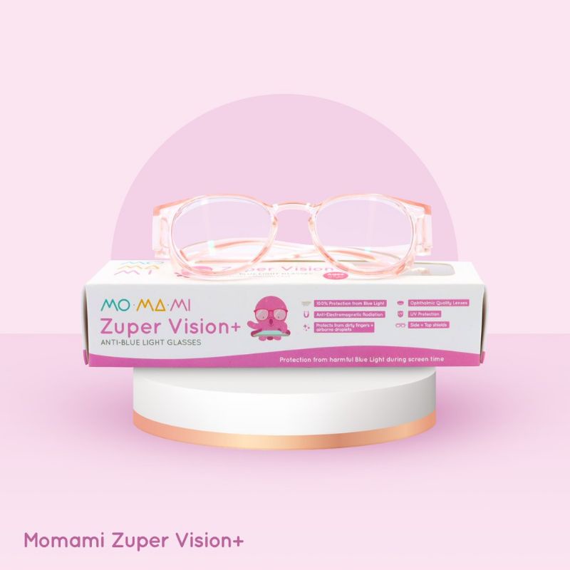 MOMAMI Kids Zuper Visio+Anti-Blue Light Glasses Pink-Kacamata Anak Anto Radiasi