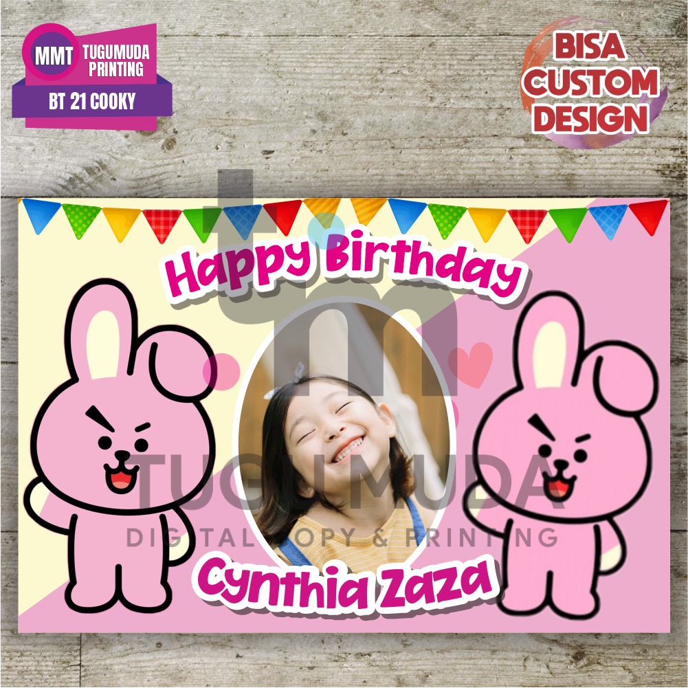 Cetak Banner|Backdrop|Spanduk Ultah / Ulang Tahun Anak - BT21 COOKY