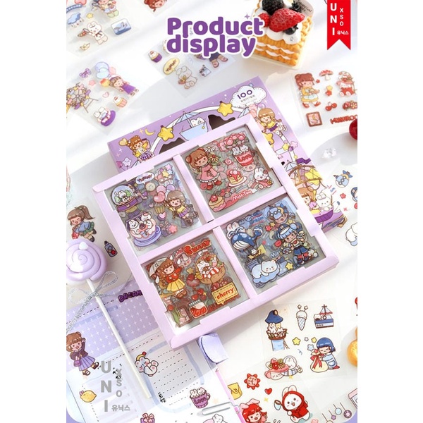 

Unixso Sticker Box Viral Sticker Aesthetic Tumbrl 1 box isi 100 lembar
