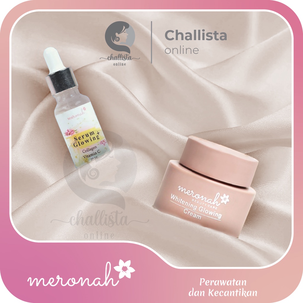 PAKET Meronah Glowing Cream 2in1 dan Serum glowing collagen vitamin c bisa COD