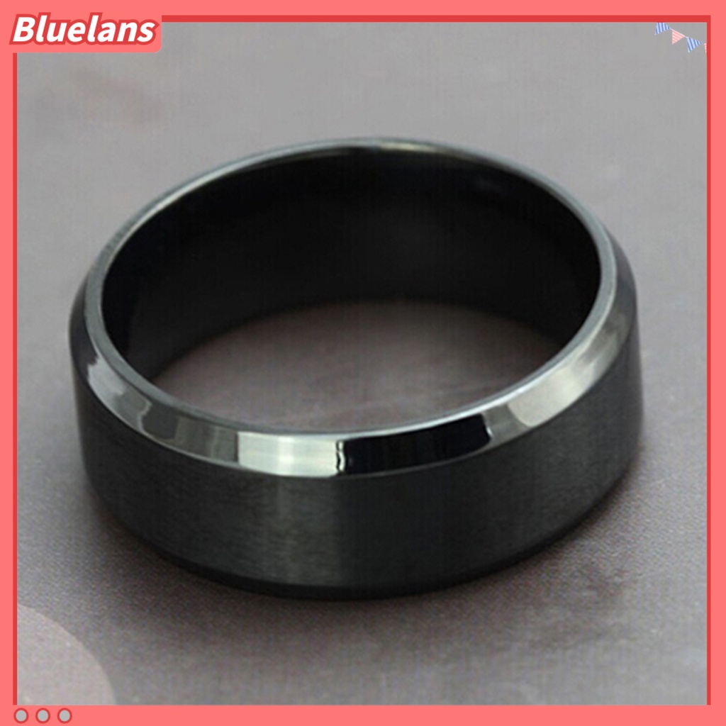 Bluelans Cincin Bahan Titanium Steel Model Lebar Gaya Punk Untuk Cocktail