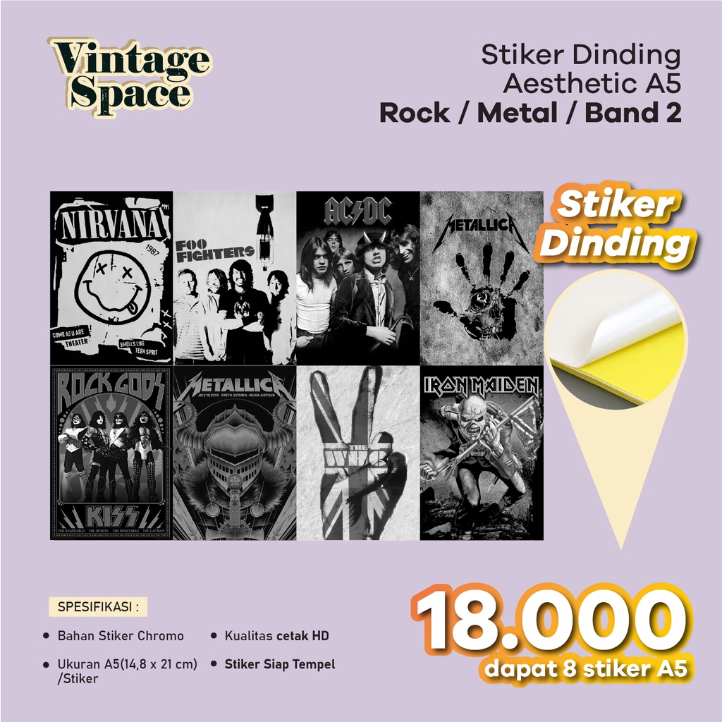 Stiker Dinding A5 Band 2/ Stiker Aesthetic A5 / Stiker A5