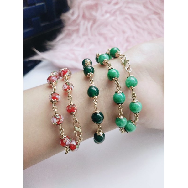 Gelang Giok Rantai SWASA ANTI LUNTUR Cantik  Premium HANDMADE