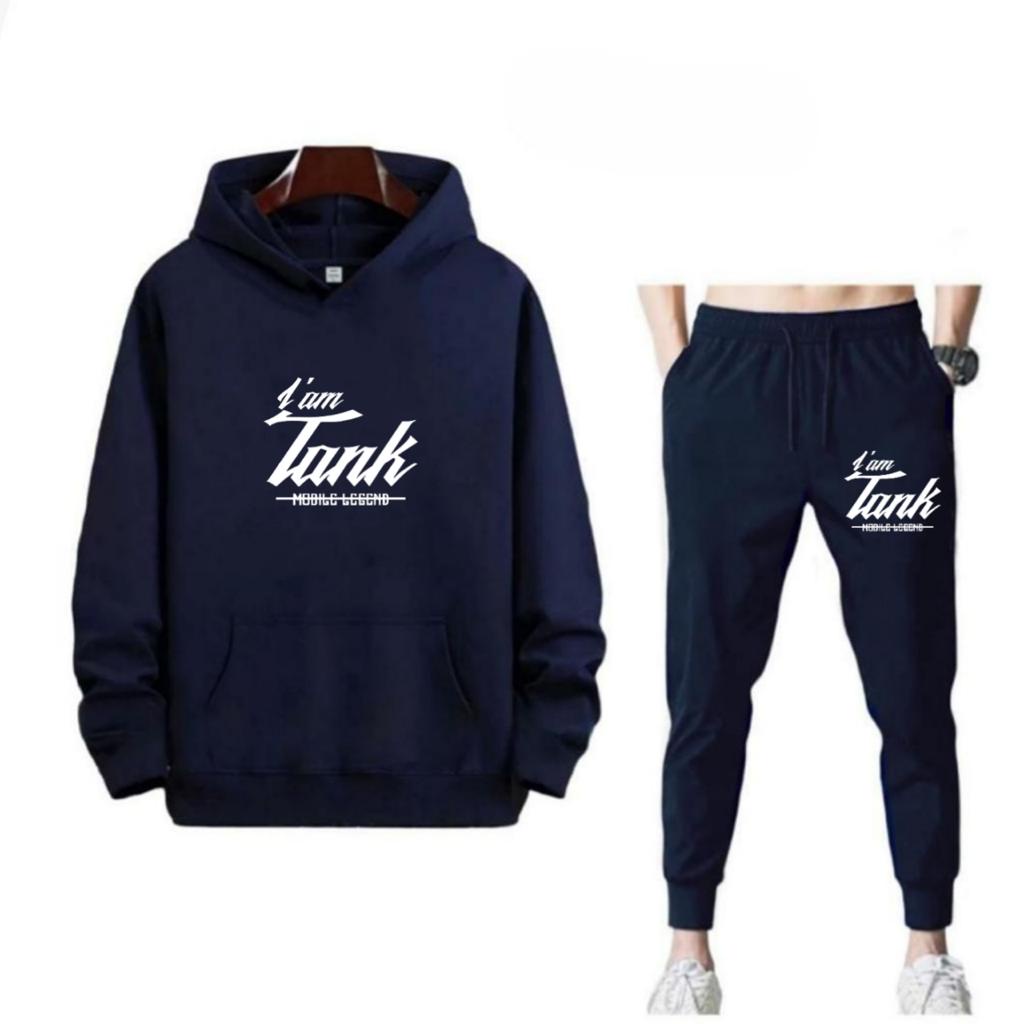 SETELAN I AM TANK JOGGER DAN HOODIE BAHAN TEBAL NYAMAN DIPAKAI TERLARIS