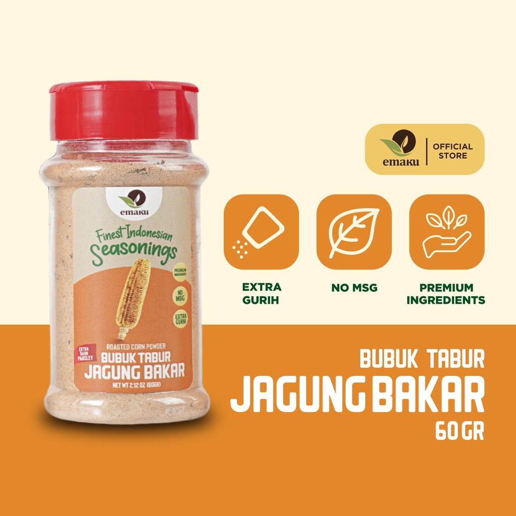 Emaku Bubuk Jagung Bakar Bumbu Masak Dapur Tabur Roasted Corn Powder 60gr Non MSG