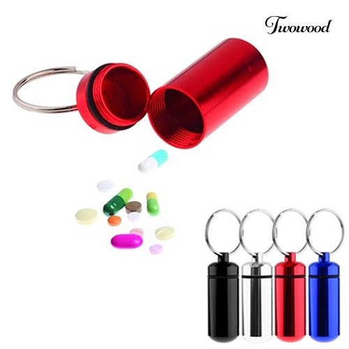 Twowood Gantungan Kunci Tempat Obat Pil Ukuran Kecil