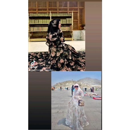 Gamis Flower set Hijab Rempel Susun versi umroh SS