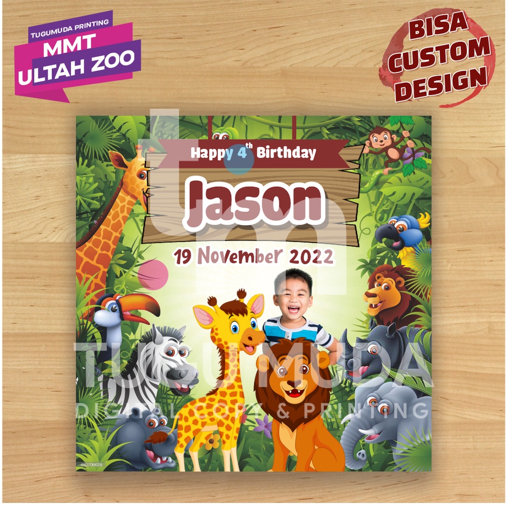 Cetak Banner|Backdrop|Spanduk Ultah/Birthday/Ulang Tahun Anak - ZOO ANIMAL