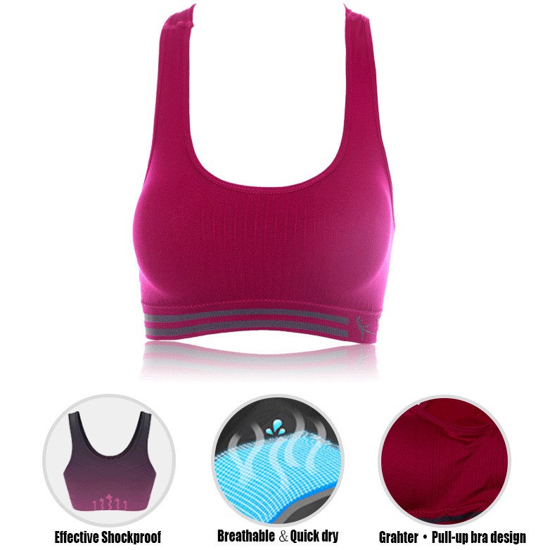 Tanpa Kawat Bh Olahraga Tanpa Cincin Baja Fixed Bra Tahan Guncangan Gym Fitness Elastis Bra Olahraga 6605