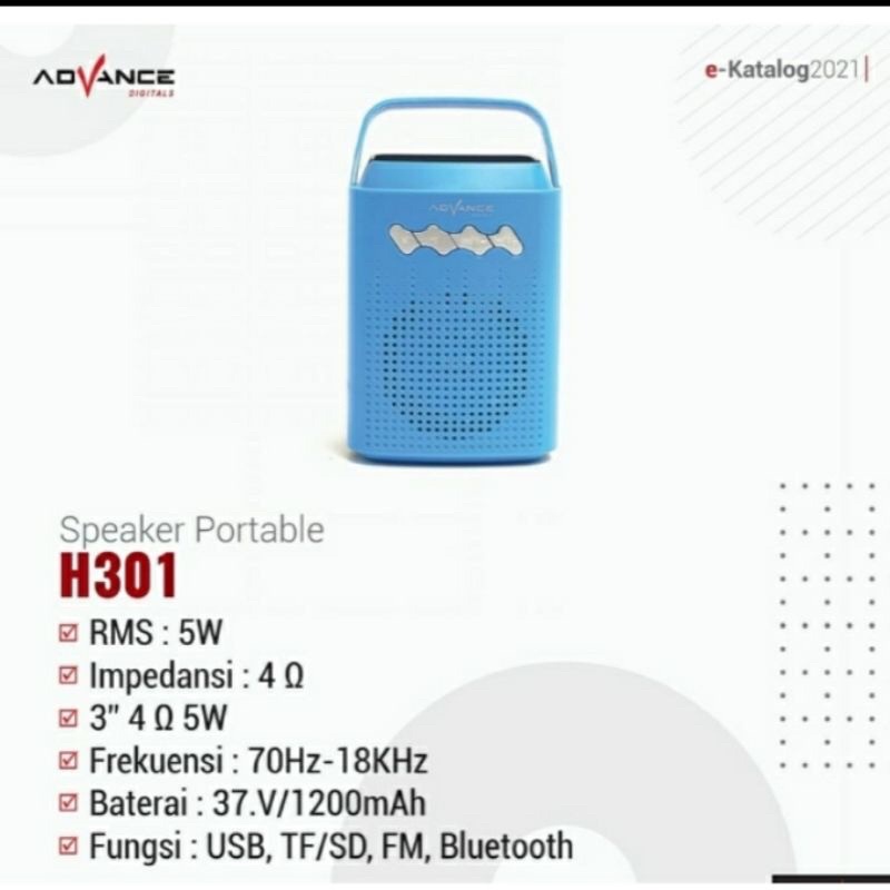 Portable Speaker Advance H301 Digital Fm Aux Bluetooth Usb Wireless