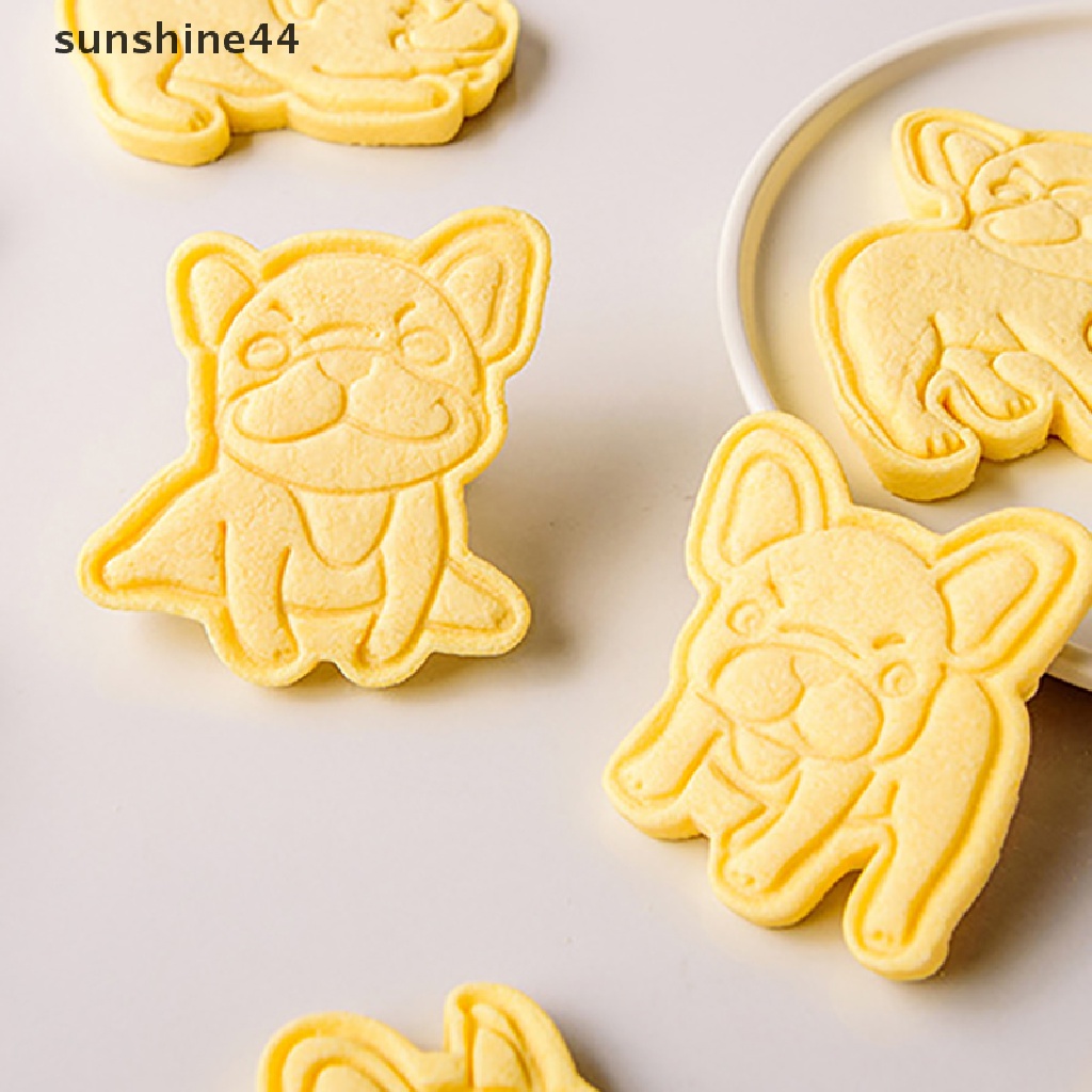 Sunshine Cetakan Cutter Bentuk Anjing French Bulldog 3D DIY Untuk Biskuit / Kue Natal