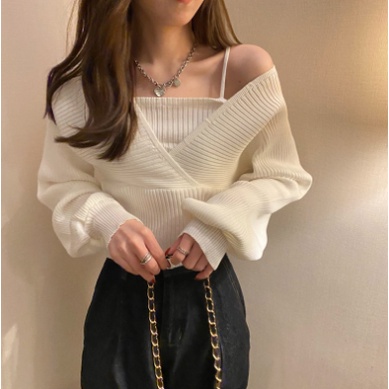 Super66 Atasan Wanita Knitted Crop/ Atasan Wanita Korean Style/ Atasan Wanita Crop Lengan Panjang